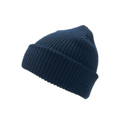 Picture of CHUNKY MARL TURN-UP BEANIE in Navy