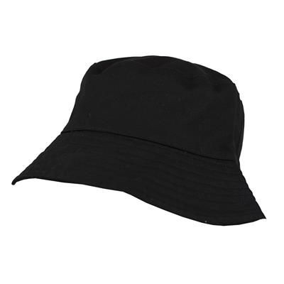 100% WASHED CHINO COTTON BUCKET HAT in Black