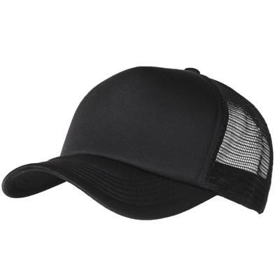 Picture of 100% POLYESTER FOAM FRONTED MESH BACK TRUCKER HAT in Black.
