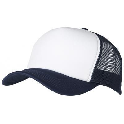 Picture of 100% POLYESTER FOAM FRONTED MESH BACK TRUCKER HAT in Navy-white.