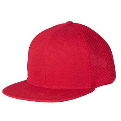 Picture of 6 PANEL SNEAKER MESH FLATPEAK SNAPBACK CAP in Red