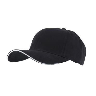 Picture of FULLY COVERED 6 PANEL BASEBALL CAP in Black & White