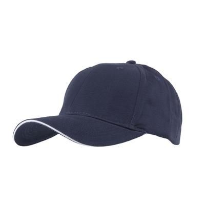 Picture of FULLY COVERED 6 PANEL BASEBALL CAP in Navy Blue & White