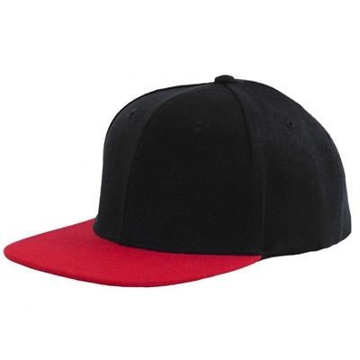 Picture of 100% ACRYLIC SNAPBACK BASEBALL CAP in Black & Red