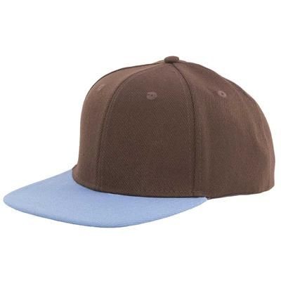 Picture of 100% ACRYLIC SNAPBACK BASEBALL CAP in Brown & Sky Blue.