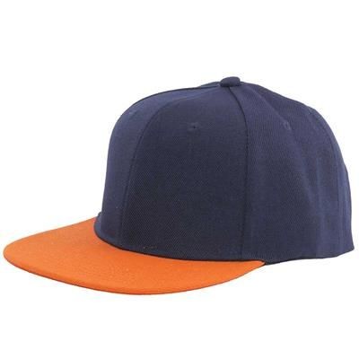 Picture of 100% ACRYLIC SNAPBACK BASEBALL CAP in Navy Blue & Orange.