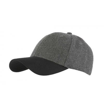 Picture of 6 PANEL MELTON BASEBALL CAP in Black-grey