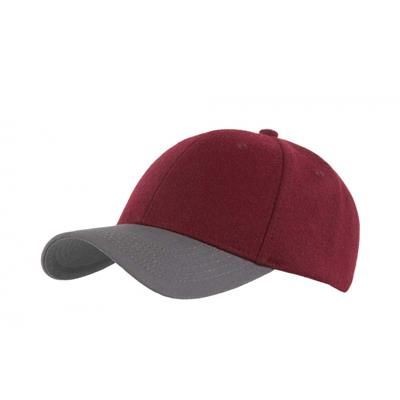 Picture of 6 PANEL MELTON BASEBALL CAP in Maroon-grey.
