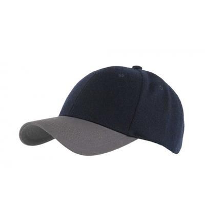 Picture of 6 PANEL MELTON BASEBALL CAP in Navy-grey.