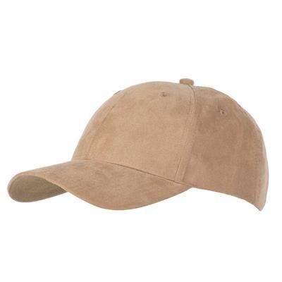 Picture of 6 PANEL FAUX SUEDE POLYESTER CAP in Khaki.