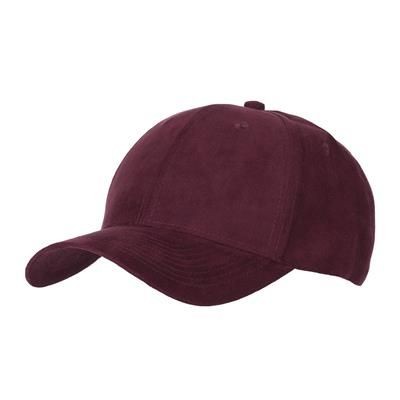 Picture of 6 PANEL FAUX SUEDE POLYESTER CAP in Maroon.