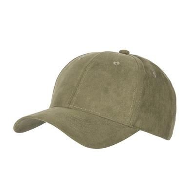 Picture of 6 PANEL FAUX SUEDE POLYESTER CAP in Olive Green.