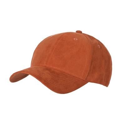Picture of 6 PANEL FAUX SUEDE POLYESTER CAP in Pumpkin.