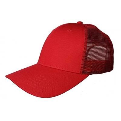 Picture of 100% COTTON FRONTED 6 PANEL TRUCKER CAP in Red.