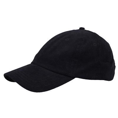 Picture of POLY-COTTON CORD 6 PANEL UNSTRUCTURED BASEBALL CAP in Black