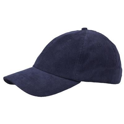 Picture of POLY-COTTON CORD 6 PANEL UNSTRUCTURED BASEBALL CAP in Navy