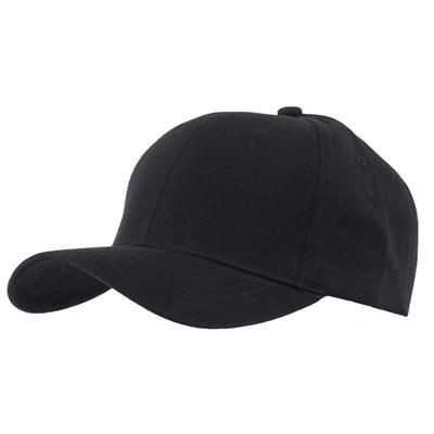 Picture of EXTRA HEAVY BRUSHED COTTON 6 PANEL BASEBALL CAP in Black