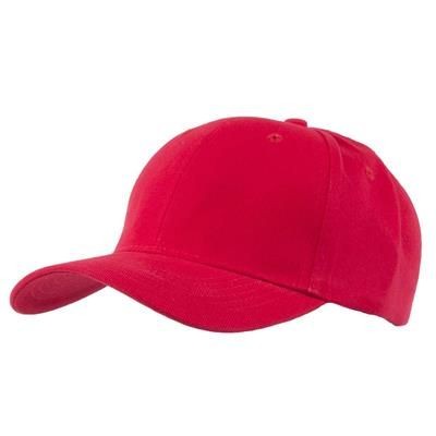 Picture of EXTRA HEAVY BRUSHED COTTON 6 PANEL BASEBALL CAP in Red.