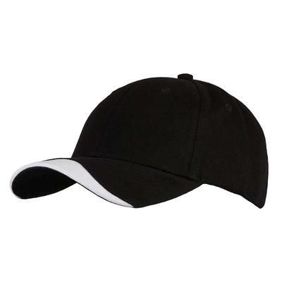 Picture of 6 PANEL 100% BRUSHED COTTON CAP in Black-white.