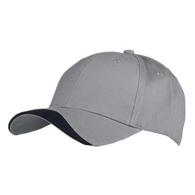 Picture of 6 PANEL 100% BRUSHED COTTON CAP in Grey-navy.