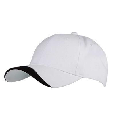 Picture of 6 PANEL 100% BRUSHED COTTON CAP in White-black.