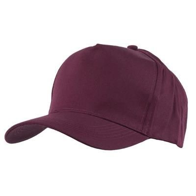 Picture of FULLY COVERED 5 PANEL BASEBALL CAP in Maroon.