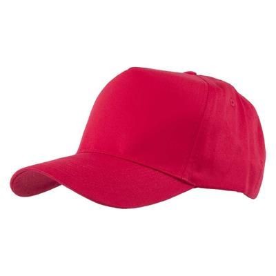 Picture of FULLY COVERED 5 PANEL BASEBALL CAP in Red.