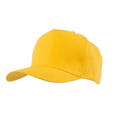 Picture of FULLY COVERED 5 PANEL BASEBALL CAP in Yellow.