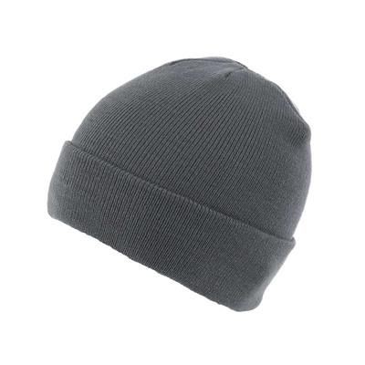 Picture of KNITTED SKI HAT with Turn Up in Dark Grey.