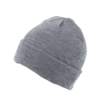 Picture of KNITTED SKI HAT with Turn Up in Heather Grey.