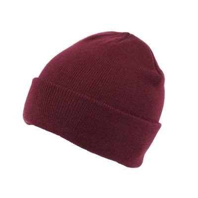 Picture of KNITTED SKI HAT with Turn Up in Maroon.