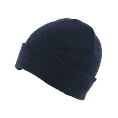 Picture of KNITTED SKI HAT with Turn Up in Navy Blue