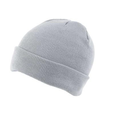 Picture of KNITTED SKI HAT with Turn Up in Pale Grey.