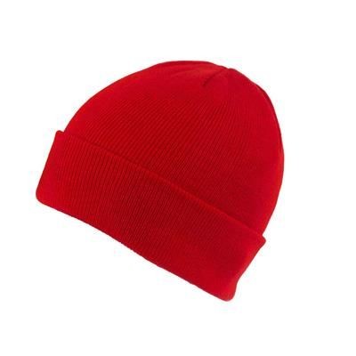 Picture of KNITTED SKI HAT with Turn Up in Red.