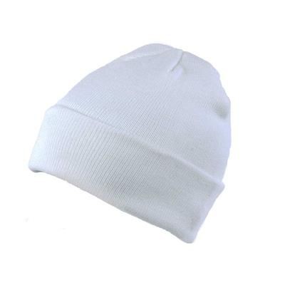 Picture of KNITTED SKI HAT with Turn Up in White.