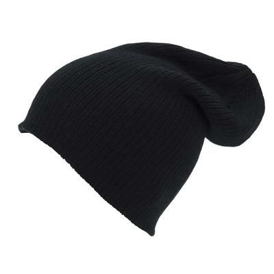 Picture of KNITTED ACRYLIC OVERSIZE BEANIE HAT in Black.