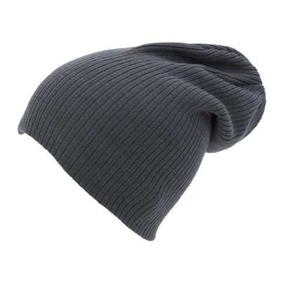 Picture of KNITTED ACRYLIC OVERSIZE BEANIE HAT in Grey