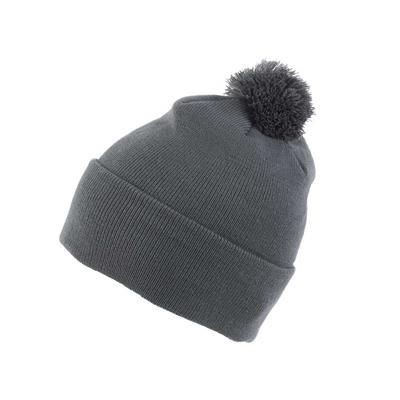 Picture of KNITTED ACRYLIC BEANIE HAT in Grey.