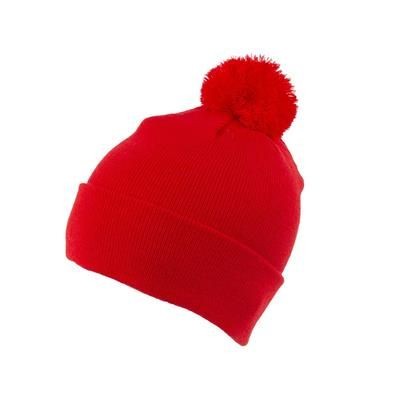 Picture of KNITTED ACRYLIC BEANIE HAT in Red.