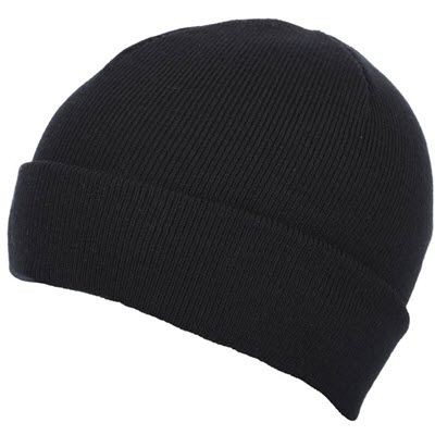 Picture of PREMIUM CIRCULAR KNIT 100% ACRYLIC BEANIE HAT in Black.