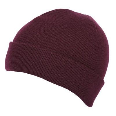 Picture of PREMIUM CIRCULAR KNIT 100% ACRYLIC BEANIE HAT in Maroon.