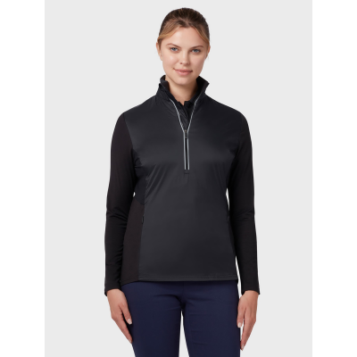 Picture of CALLAWAY GOLF LADIES THERMAL INSULATED MIXED MEDIA QUARTER-ZIP PULLOVER EMBROIDERED.