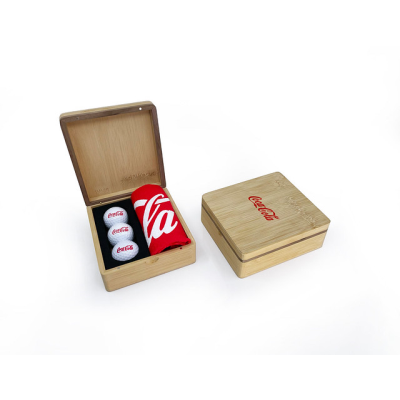 Picture of MINI HINGED MAGNETIC BAMBOO TOWEL AND BALL GOLF PRESENTATION BOX