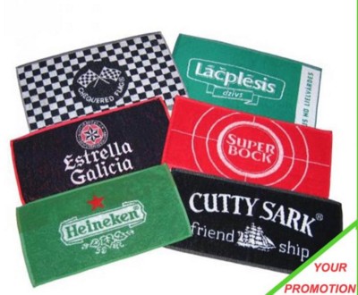 100% COTTON JACQUARD WOVEN LOGO BAR TOWEL