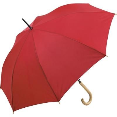 Picture of SUSTAINABLE AUTOMATIC REGULAR UMBRELLA with Cover in Red.