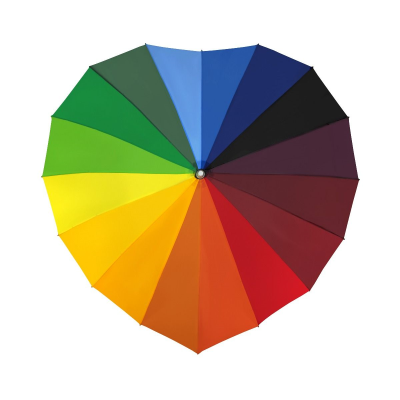 Picture of HEART SHAPE UMBRELLA - RAINBOW
