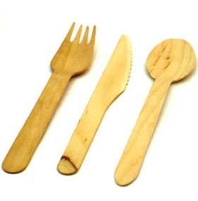 BIRCH WOOD DISPOSABLE CUTLERY SET.