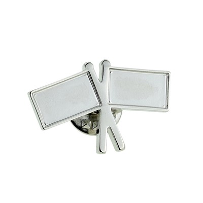 Picture of BLANK RECESS DOUBLE FLAG LAPEL PIN BADGE.