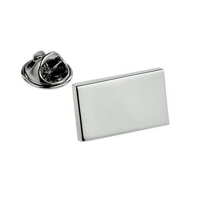 Picture of RECTANGULAR RHODIUM PLATED LAPEL PIN BADGE