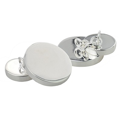 Picture of SILVER FINISH DELUXE ROUND CHAIN STYLE CUFF LINKS.